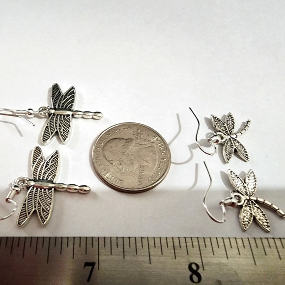 Silver Dragonfly Earring  set B - Picture 5 of 5